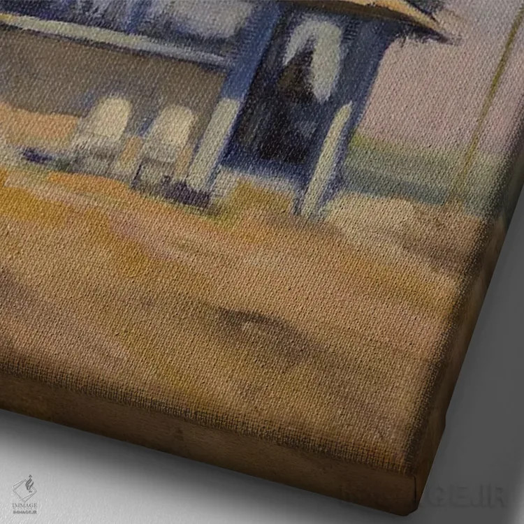 تابلو دکوراتیو واحه شنی اثر مری هابلی - نمای نزدیک بافت بوم