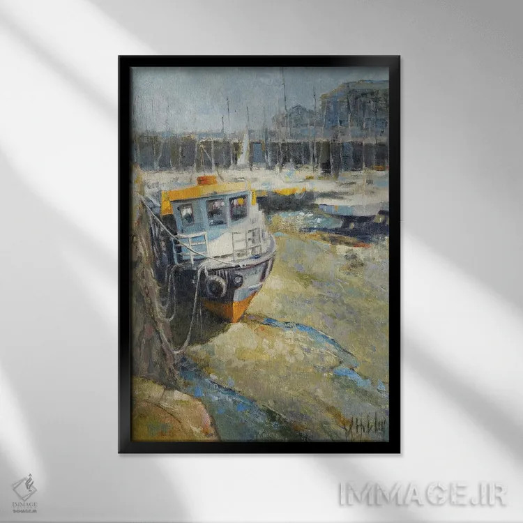 تابلو دکوراتیو بندرگاه در جزر اثر مری هابلی - نمای قابدار مشکی
