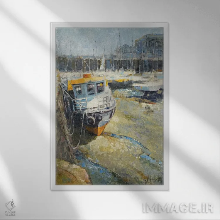 تابلو دکوراتیو بندرگاه در جزر اثر مری هابلی - نمای قابدار سفید
