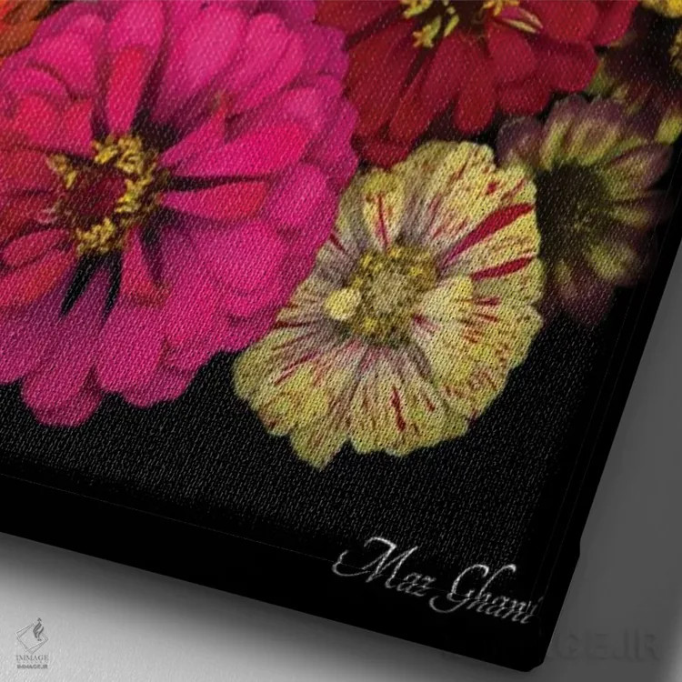 تابلو دکوراتیو زینیا اثر ماز غنی - نمای نزدیک بافت بوم