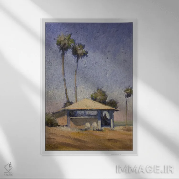 تابلو دکوراتیو واحه شنی اثر مری هابلی - نمای قابدار سفید