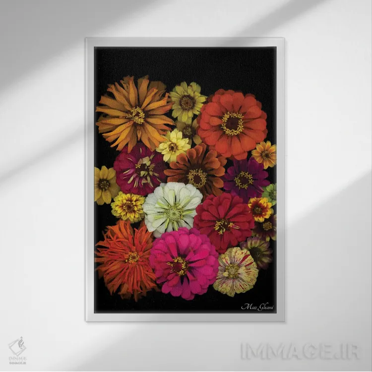 تابلو دکوراتیو زینیا اثر ماز غنی - نمای قابدار سفید