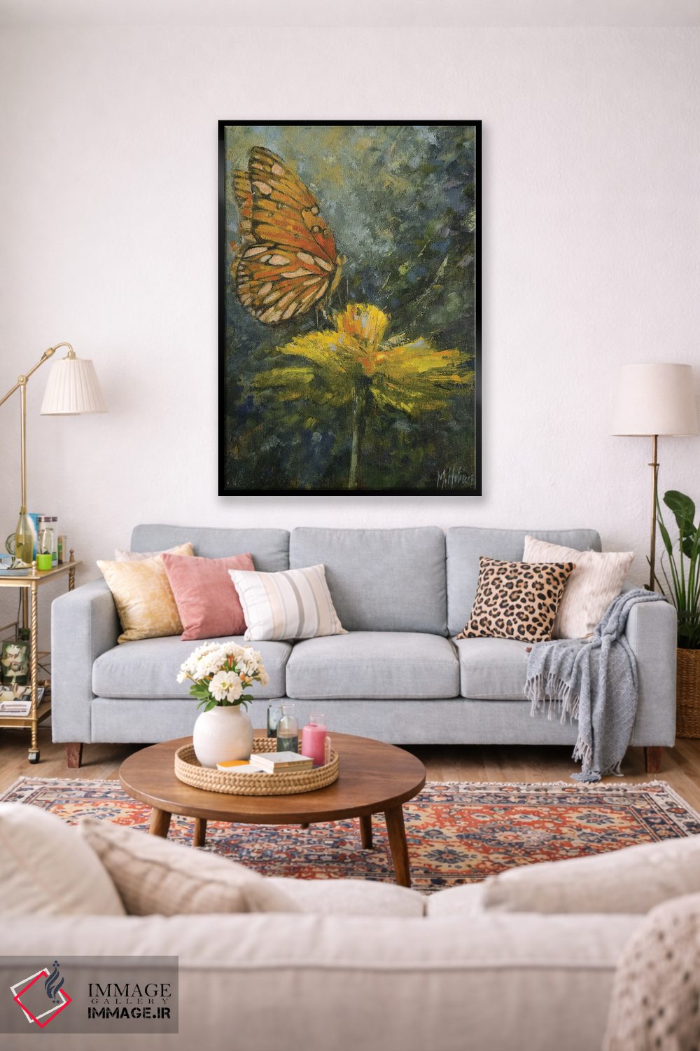 تابلو مدرن پروانه نارنگی اثر مری هابلی - D1B