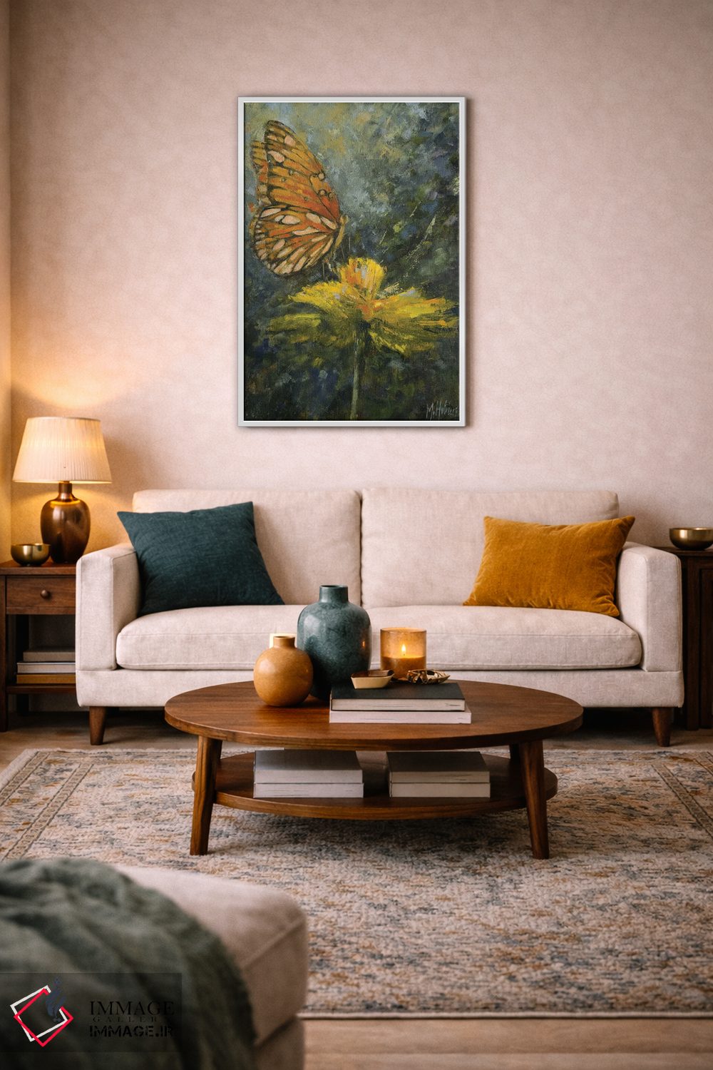 تابلو مدرن پروانه نارنگی اثر مری هابلی - D3W