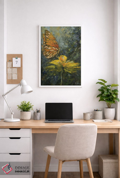 تابلو مدرن پروانه نارنگی اثر مری هابلی - D4W