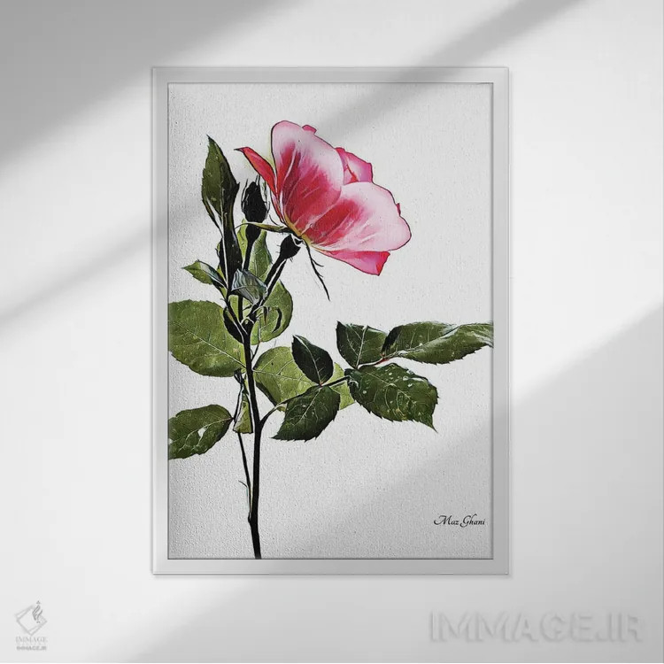 تابلو دکوراتیو رزگون اثر ماز غنی - نمای قابدار سفید