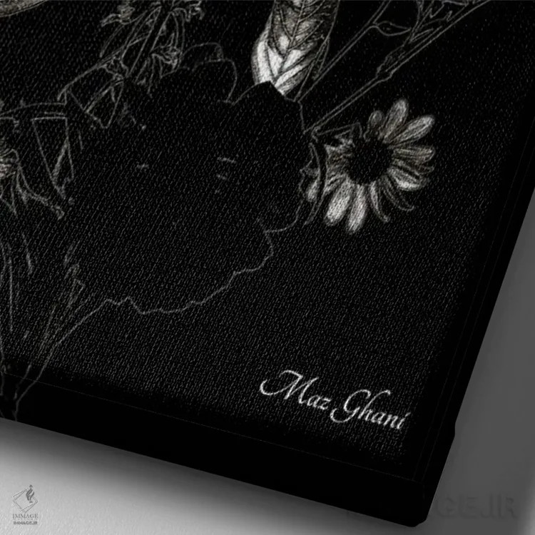 تابلو دکوراتیو شبح در بذر اثر ماز غنی - نمای نزدیک بافت بوم