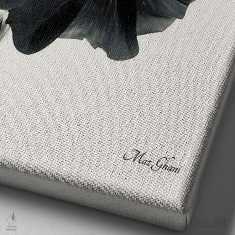 تابلو دکوراتیو سایه های شب اثر ماز غنی - نمای نزدیک بافت بوم