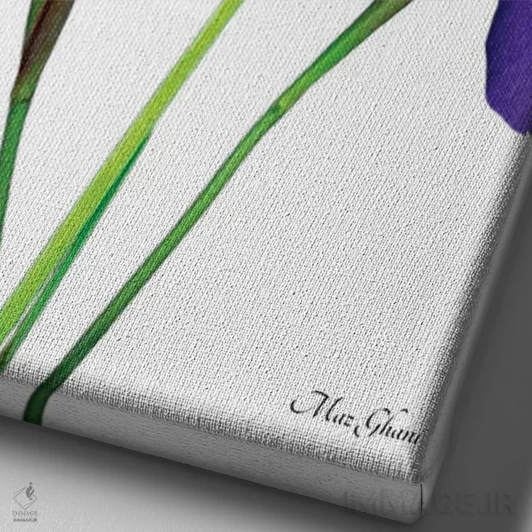 تابلو دکوراتیو شعله بنفش اثر ماز غنی - نمای نزدیک بافت بوم