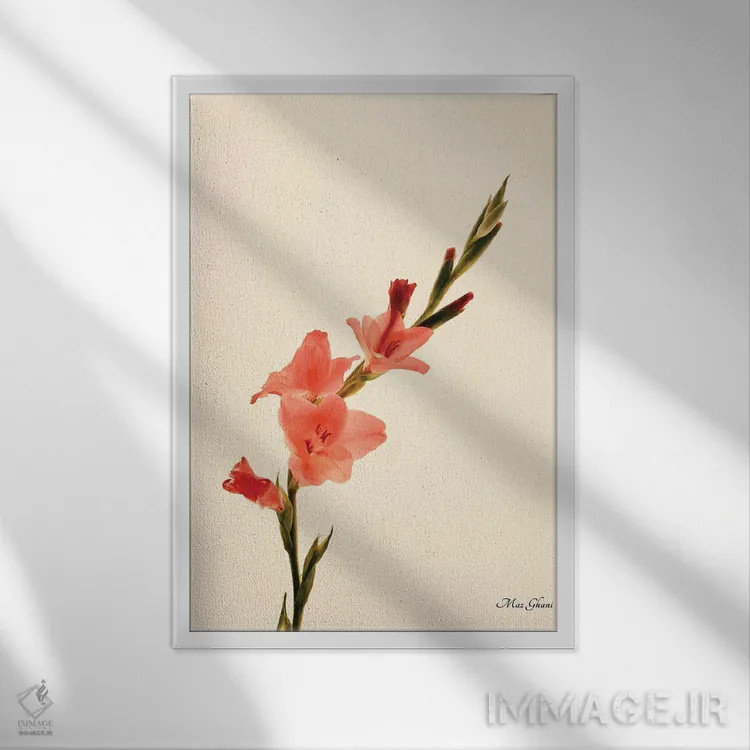 تابلو دکوراتیو کلیا اثر ماز غنی - نمای قابدار سفید