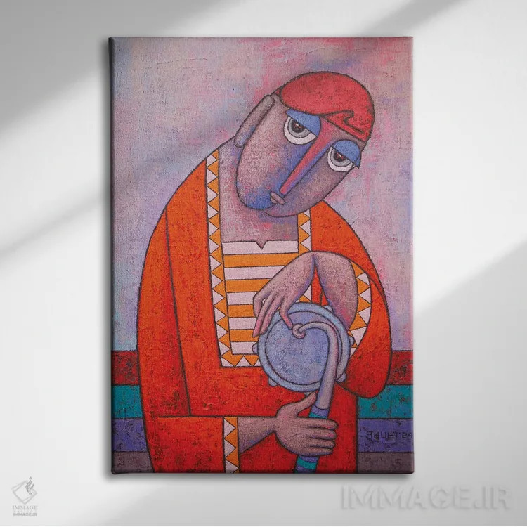 تابلو دکوراتیو طبل زن جشن اثر آدوبی مایداز مکین دی - نمای روبهرو روی دیوار