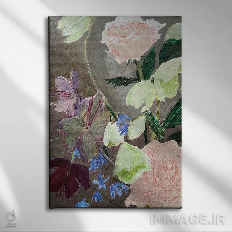 تابلو انتزاعی طرح گل اول اثر آناستازیا مازور-اسکروبوا - نمای روبهرو روی دیوار