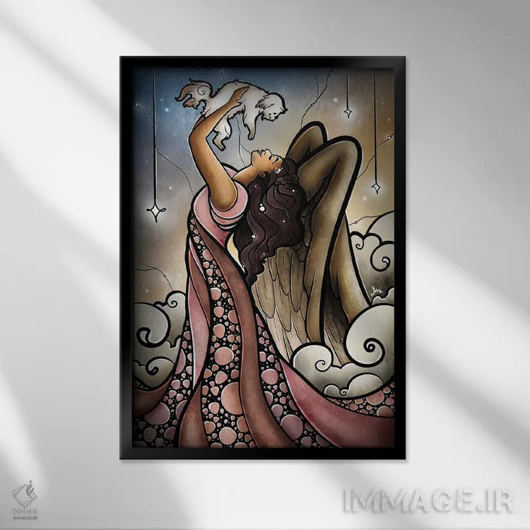 تابلو دکوراتیو خوش آمدی به خانه اثر مندی مانزانو - نمای قابدار مشکی