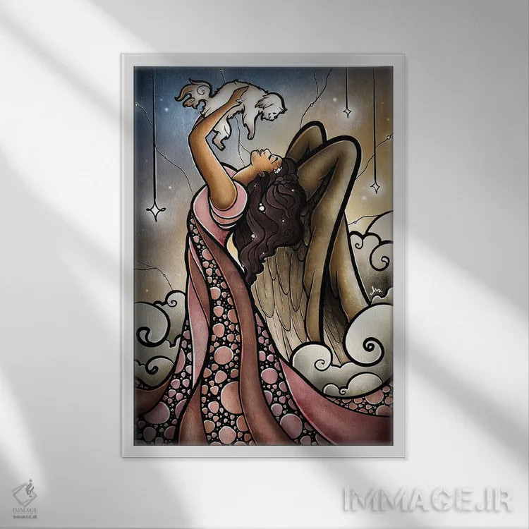تابلو دکوراتیو خوش آمدی به خانه اثر مندی مانزانو - نمای قابدار سفید