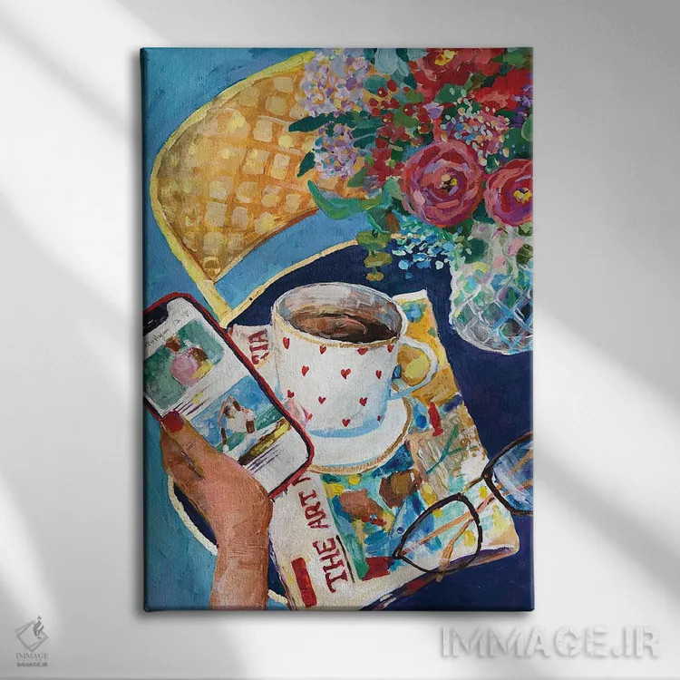 تابلو دکوراتیو اخبار صبحانه اثر آناستازیا مازور-اسکروبوا - نمای روبهرو روی دیوار