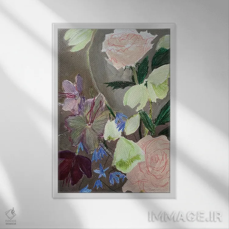 تابلو انتزاعی طرح گل اول اثر آناستازیا مازور-اسکروبوا - نمای قابدار سفید