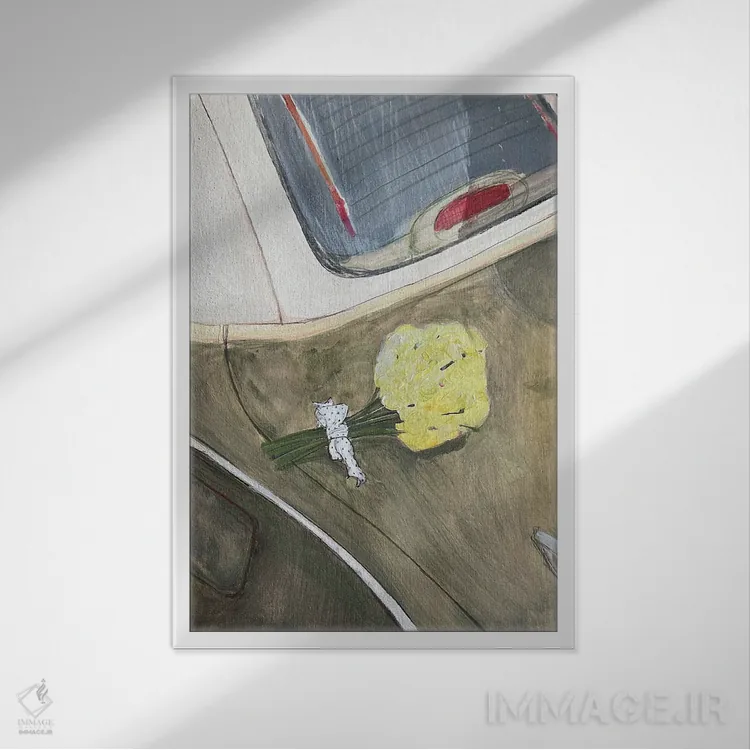 تابلو دکوراتیو دسته گل زرد اثر آناستازیا مازور-اسکروبوا - نمای قابدار سفید