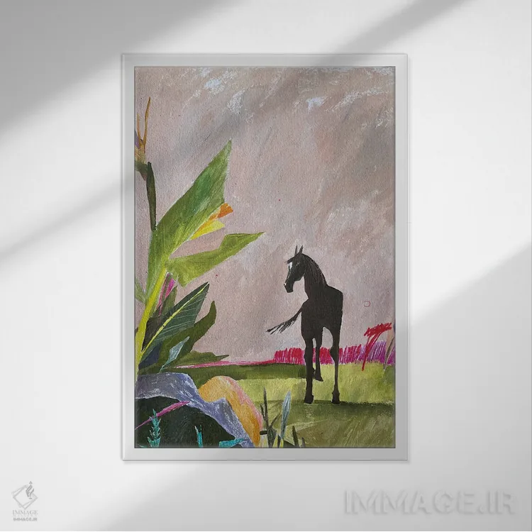 تابلو دکوراتیو اسب اثر آناستازیا مازور-اسکروبوا - نمای قابدار سفید