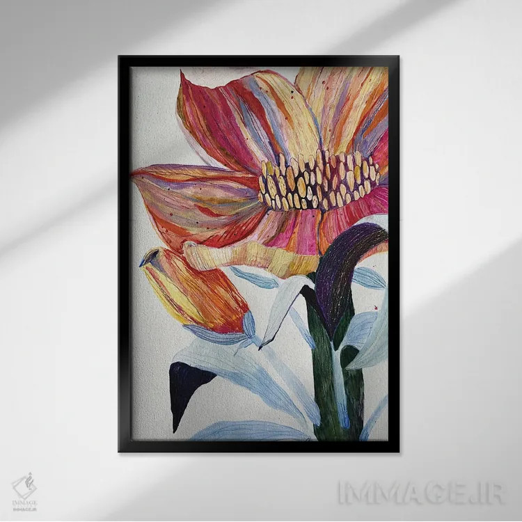 تابلو دکوراتیو گل اثر آناستازیا مازور-اسکروبوا - نمای قابدار مشکی