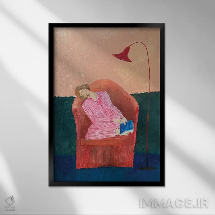 تابلو دکوراتیو مطالعه شبانه اثر آناستازیا مازور-اسکروبوا - نمای قابدار مشکی