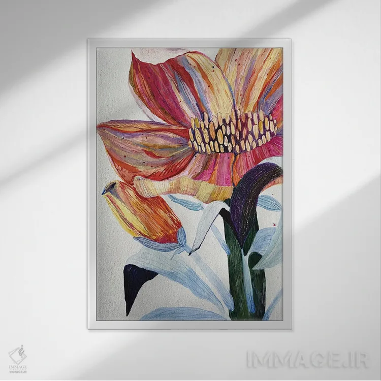 تابلو دکوراتیو گل اثر آناستازیا مازور-اسکروبوا - نمای قابدار سفید