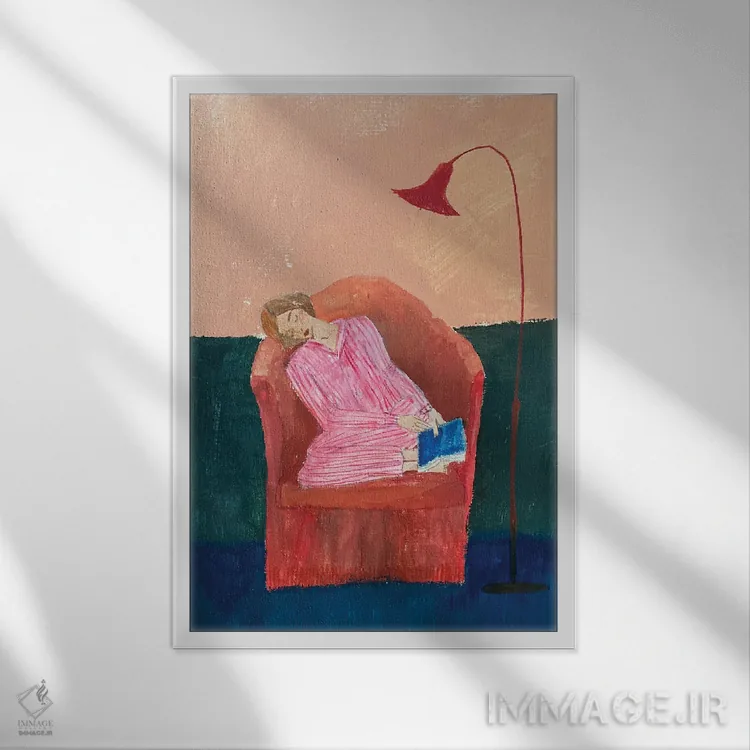 تابلو دکوراتیو مطالعه شبانه اثر آناستازیا مازور-اسکروبوا - نمای قابدار سفید