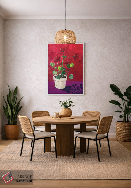 تابلو دکوراتیو شمعدانی قرمز اثر آناستازیا مازور-اسکروبوا - D1W