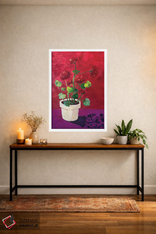 تابلو دکوراتیو شمعدانی قرمز اثر آناستازیا مازور-اسکروبوا - D2W