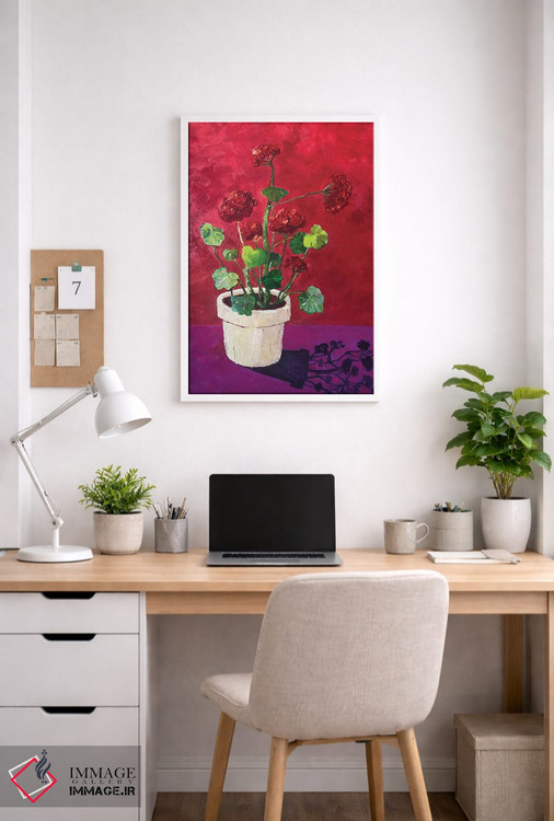 تابلو دکوراتیو شمعدانی قرمز اثر آناستازیا مازور-اسکروبوا - D3W