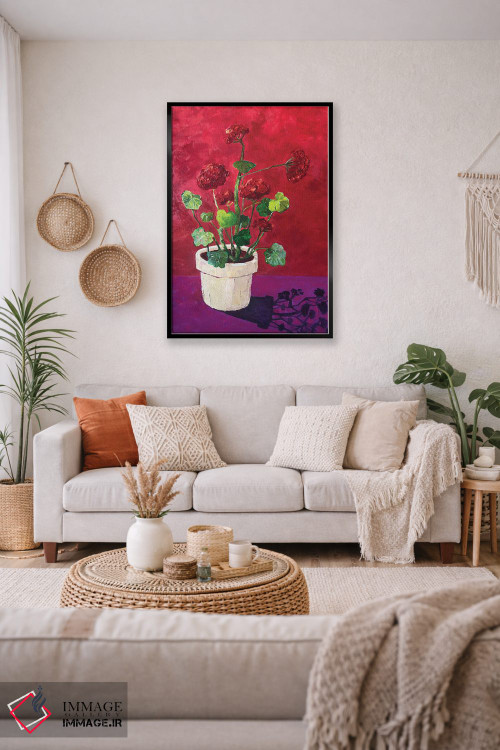 تابلو دکوراتیو شمعدانی قرمز اثر آناستازیا مازور-اسکروبوا - D4B