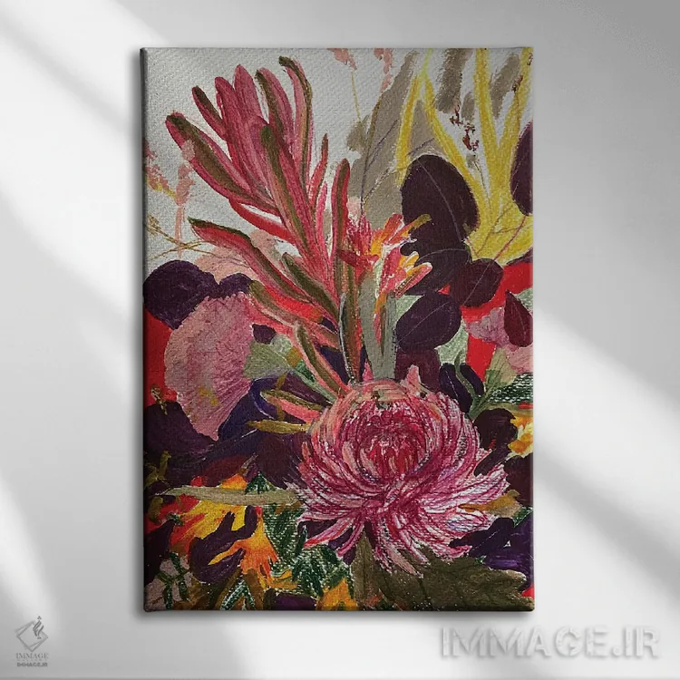 تابلو انتزاعی طرح گل سوم اثر آناستازیا مازور-اسکروبوا - نمای روبهرو روی دیوار