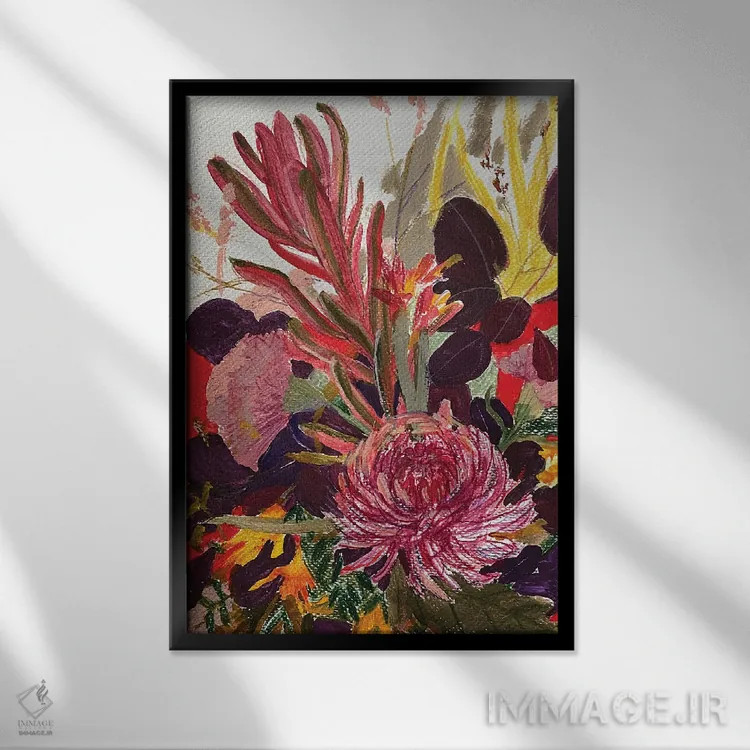 تابلو انتزاعی طرح گل سوم اثر آناستازیا مازور-اسکروبوا - نمای قابدار مشکی