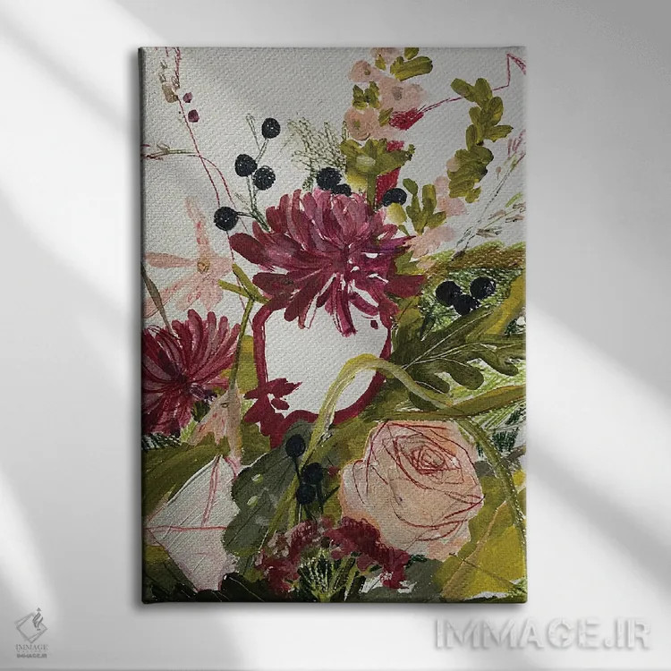 تابلو انتزاعی طرح گل دوم اثر آناستازیا مازور-اسکروبوا - نمای روبهرو روی دیوار