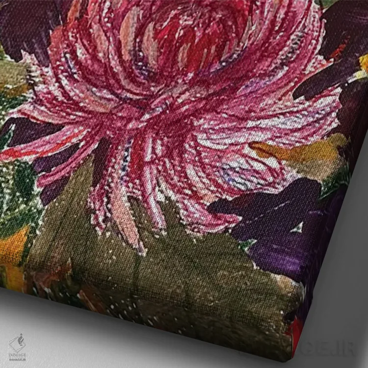 تابلو انتزاعی طرح گل سوم اثر آناستازیا مازور-اسکروبوا - نمای نزدیک بافت بوم