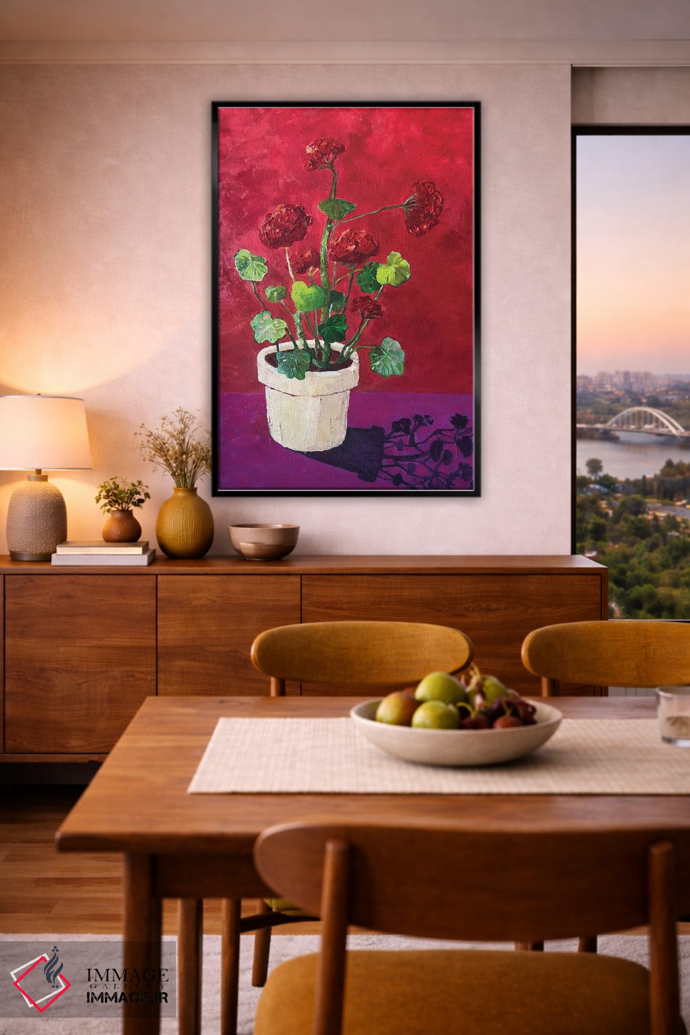 تابلو دکوراتیو شمعدانی قرمز اثر آناستازیا مازور-اسکروبوا - D6B