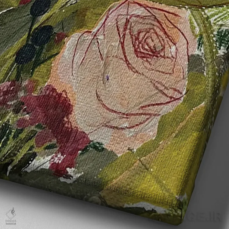 تابلو انتزاعی طرح گل دوم اثر آناستازیا مازور-اسکروبوا - نمای نزدیک بافت بوم