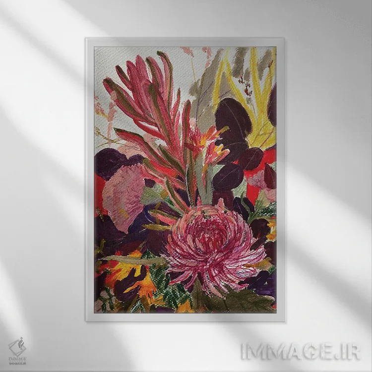 تابلو انتزاعی طرح گل سوم اثر آناستازیا مازور-اسکروبوا - نمای قابدار سفید