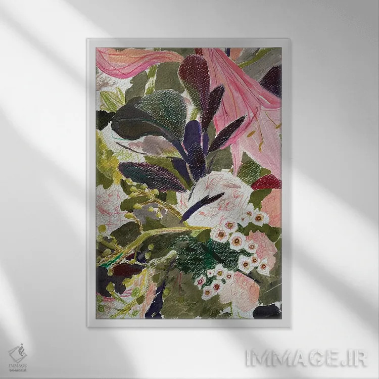 تابلو انتزاعی طرح گل چهارم اثر آناستازیا مازور-اسکروبوا - نمای قابدار سفید