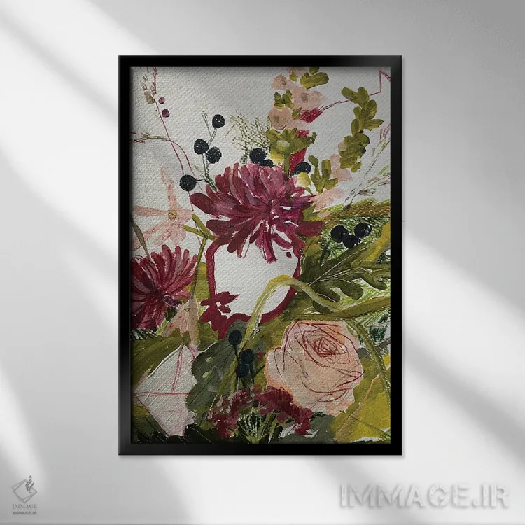 تابلو انتزاعی طرح گل دوم اثر آناستازیا مازور-اسکروبوا - نمای قابدار مشکی