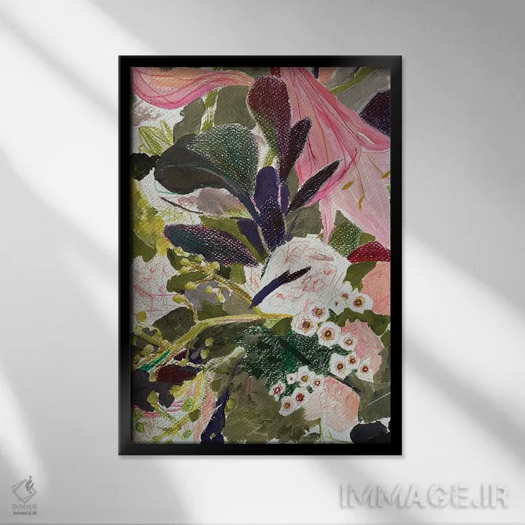 تابلو انتزاعی طرح گل چهارم اثر آناستازیا مازور-اسکروبوا - نمای قابدار مشکی