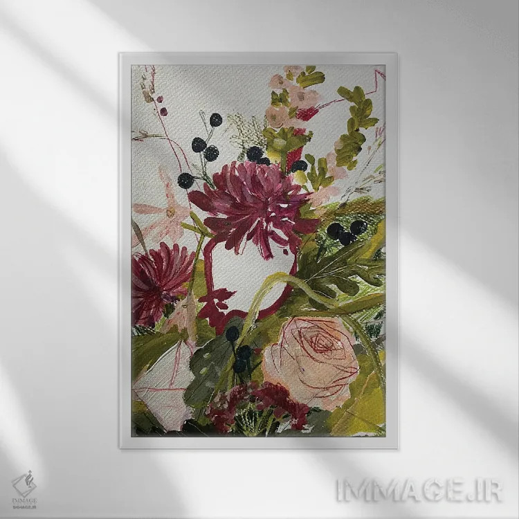 تابلو انتزاعی طرح گل دوم اثر آناستازیا مازور-اسکروبوا - نمای قابدار سفید