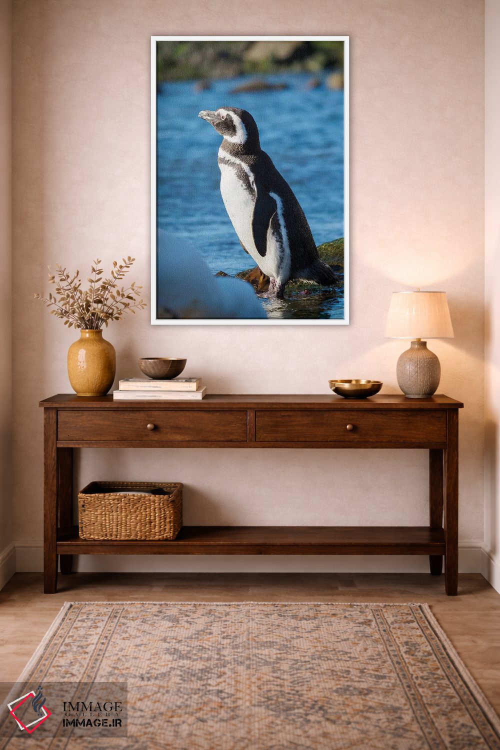 تابلو دکوراتیو Falkland Islands,پنگوئن ماژلانیک در ساحل صخره ای، جزایر فال… اثر مارتین زویک - D3W