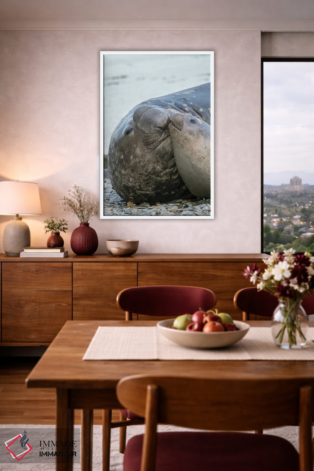 تابلو دکوراتیو فک فیلی جنوبی نر و ماده در ساحل اثر مارتین زویک - D4W