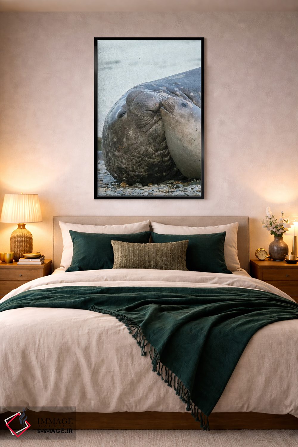 تابلو دکوراتیو فک فیلی جنوبی نر و ماده در ساحل اثر مارتین زویک - D5B