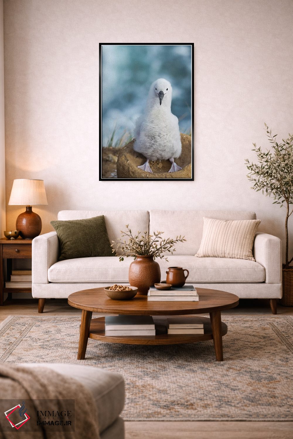 تابلو دکوراتیو Falkland Islands.,جوجه آلباتروس ابروسیاه روی لانه برج مانند… اثر مارتین زویک - D3B