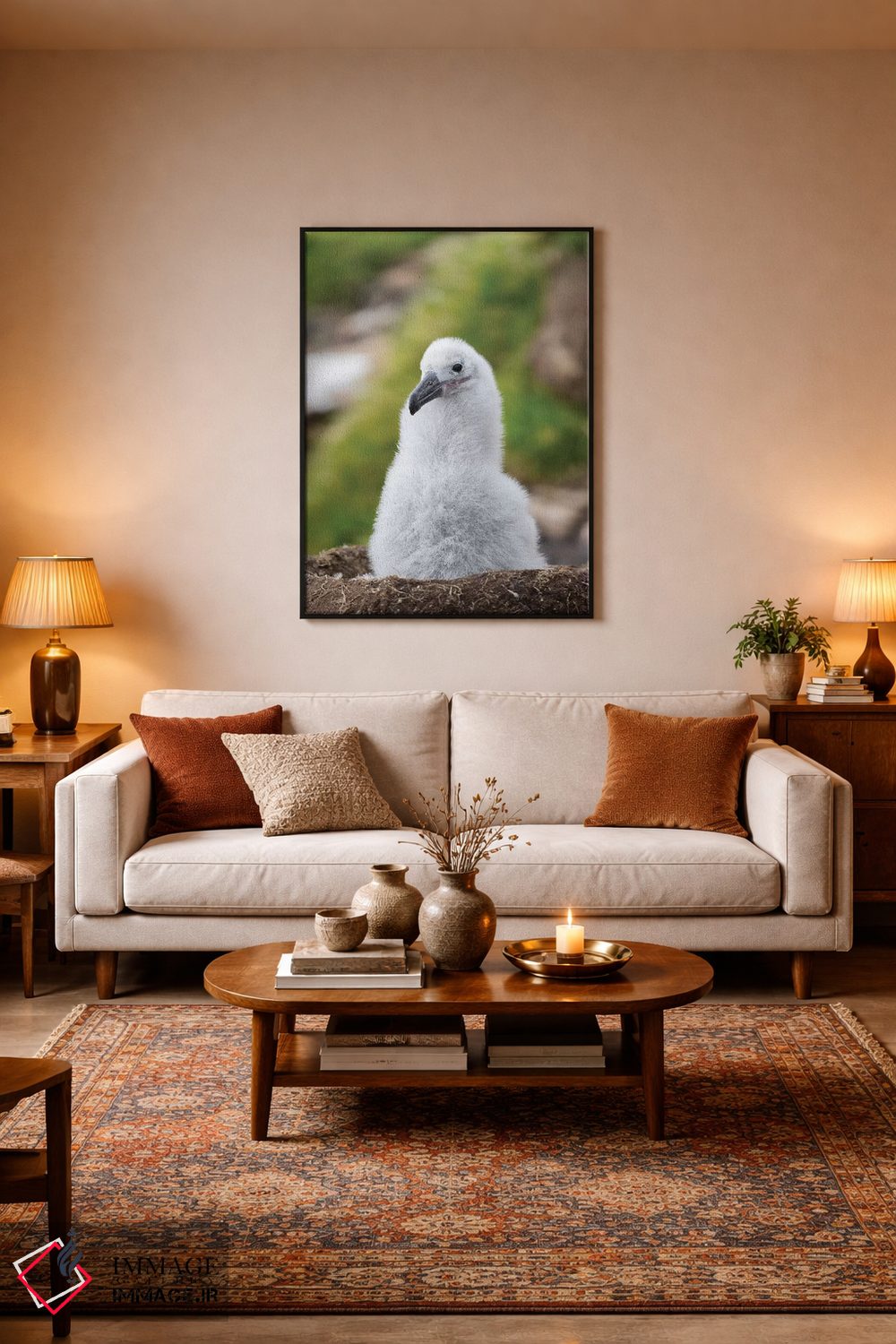 تابلو دکوراتیو Falkland Islands.,جوجه روی لانه برج مانند؛ آلباتروس ابروسیا… اثر مارتین زویک - D4B