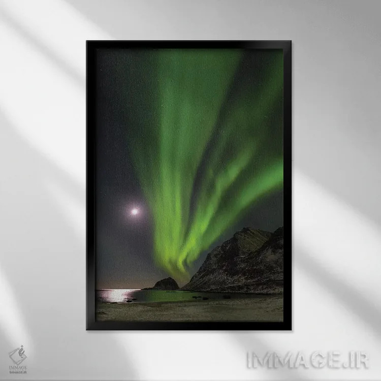 تابلو دکوراتیو island Vestvagoy. Lofoten Islands. Norway II,شفق قطبی بالای… اثر مارتین زویک - نمای قابدار مشکی
