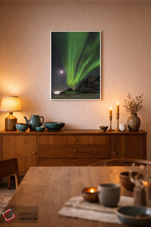 تابلو دکوراتیو island Vestvagoy. Lofoten Islands. Norway II,شفق قطبی بالای… اثر مارتین زویک - D6W