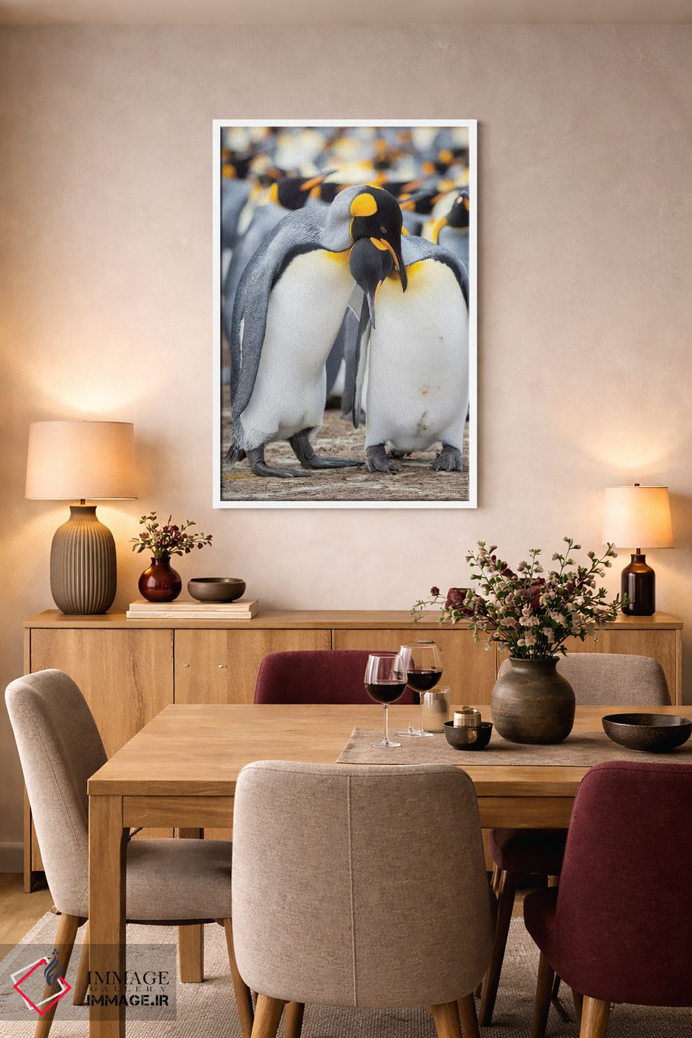 تابلو دکوراتیو نمایش خواستگاری پنگوئن شاه در جزایر فالکلند اثر مارتین زویک - D6W