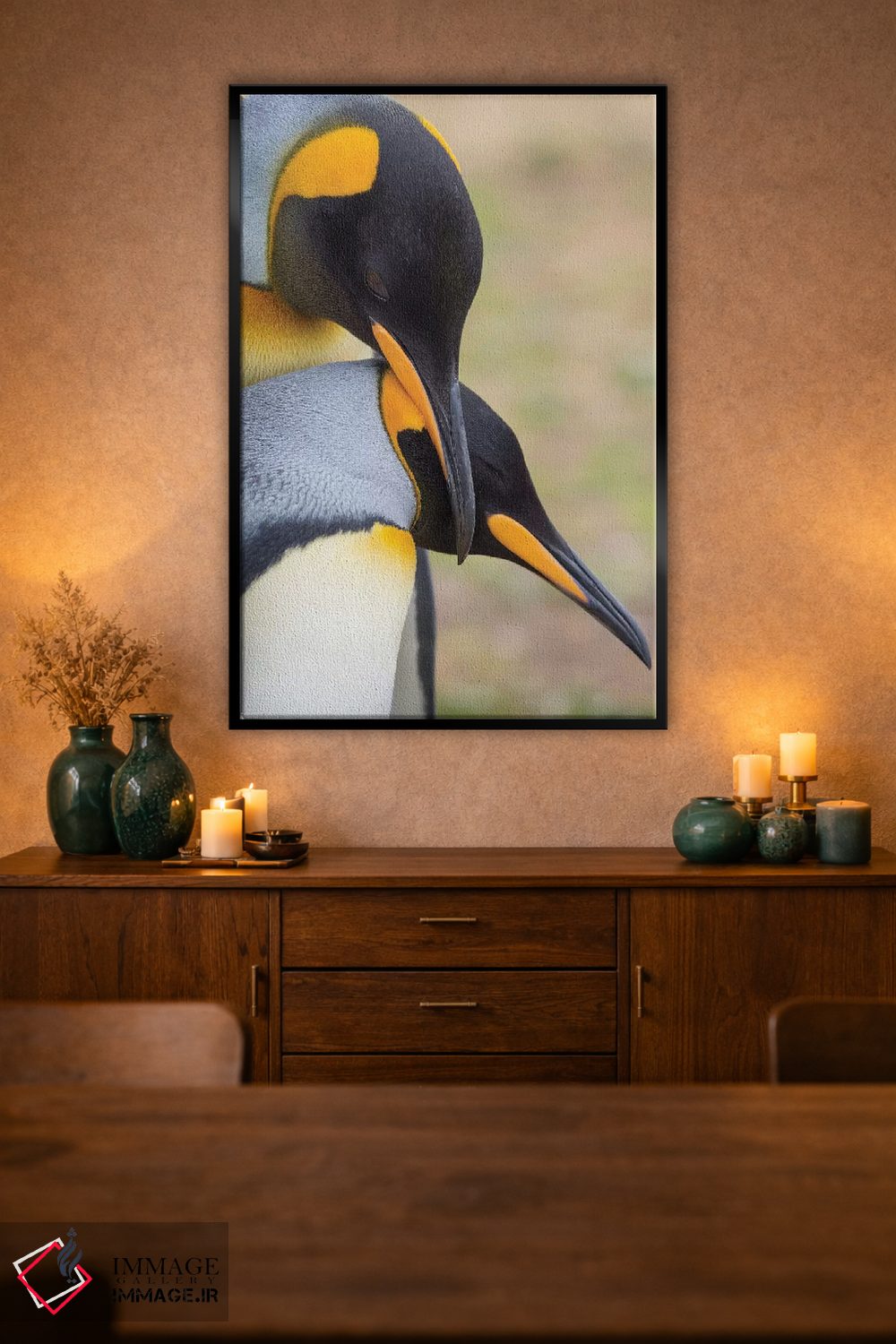 تابلو دکوراتیو نمایش خواستگاری پنگوئن شاه در جزایر فالکلند اثر مارتین زویک - D3B